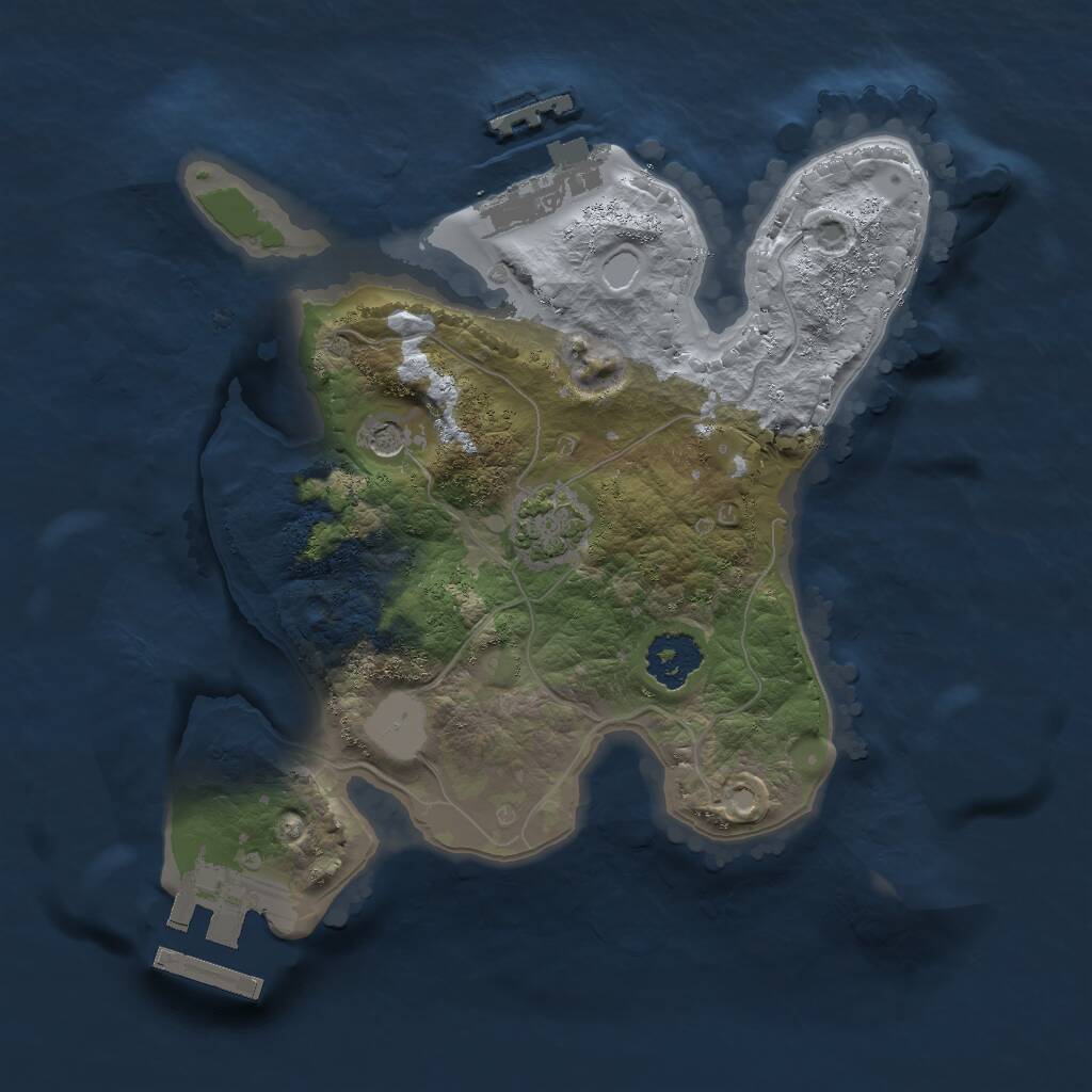 Rust Map: Procedural Map, Size: 2000, Seed: 14258, 5 Monuments