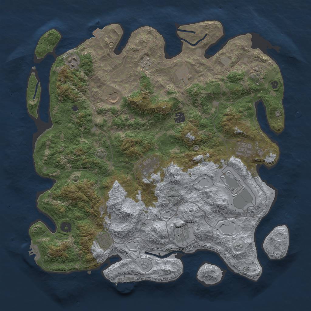 Rust Map: Procedural Map, Size: 4200, Seed: 575230085, 19 Monuments
