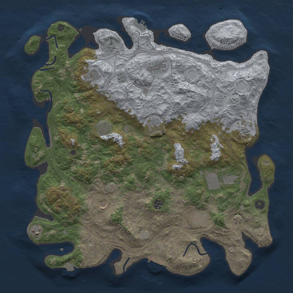 Rust Map: Procedural Map, Size: 4500, Seed: 253615499, 19 Monuments