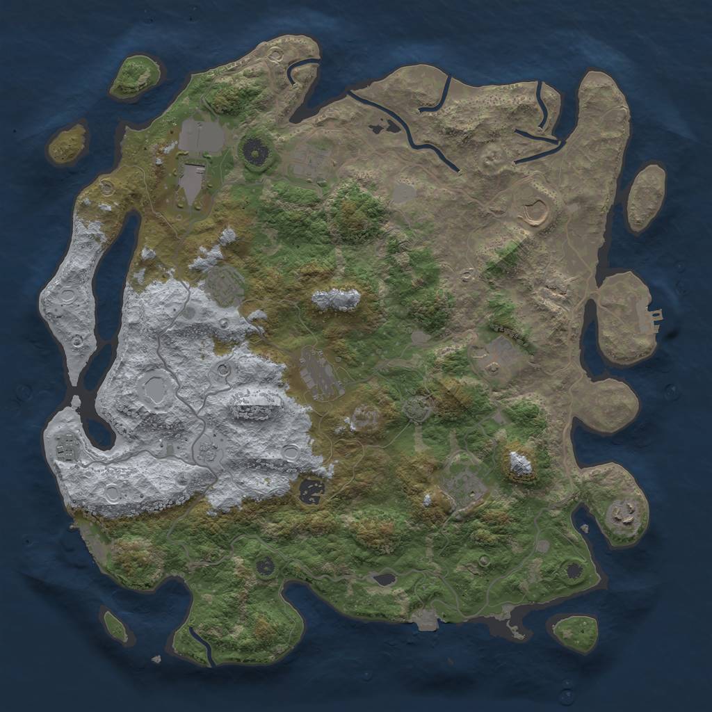 Rust Map: Procedural Map, Size: 4096, Seed: 1674705646, 18 Monuments