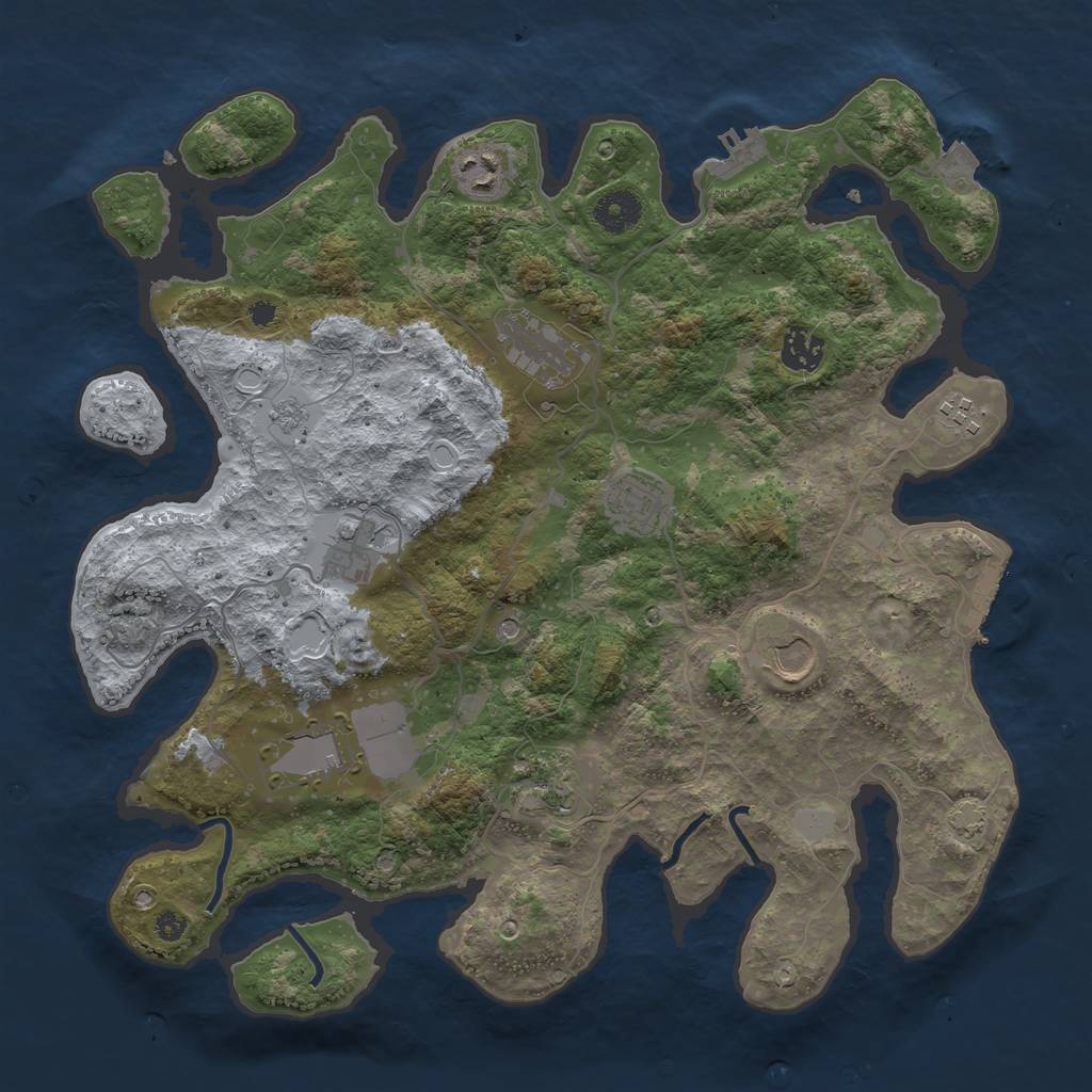 Rust Map: Procedural Map, Size: 3700, Seed: 1049139172, 17 Monuments