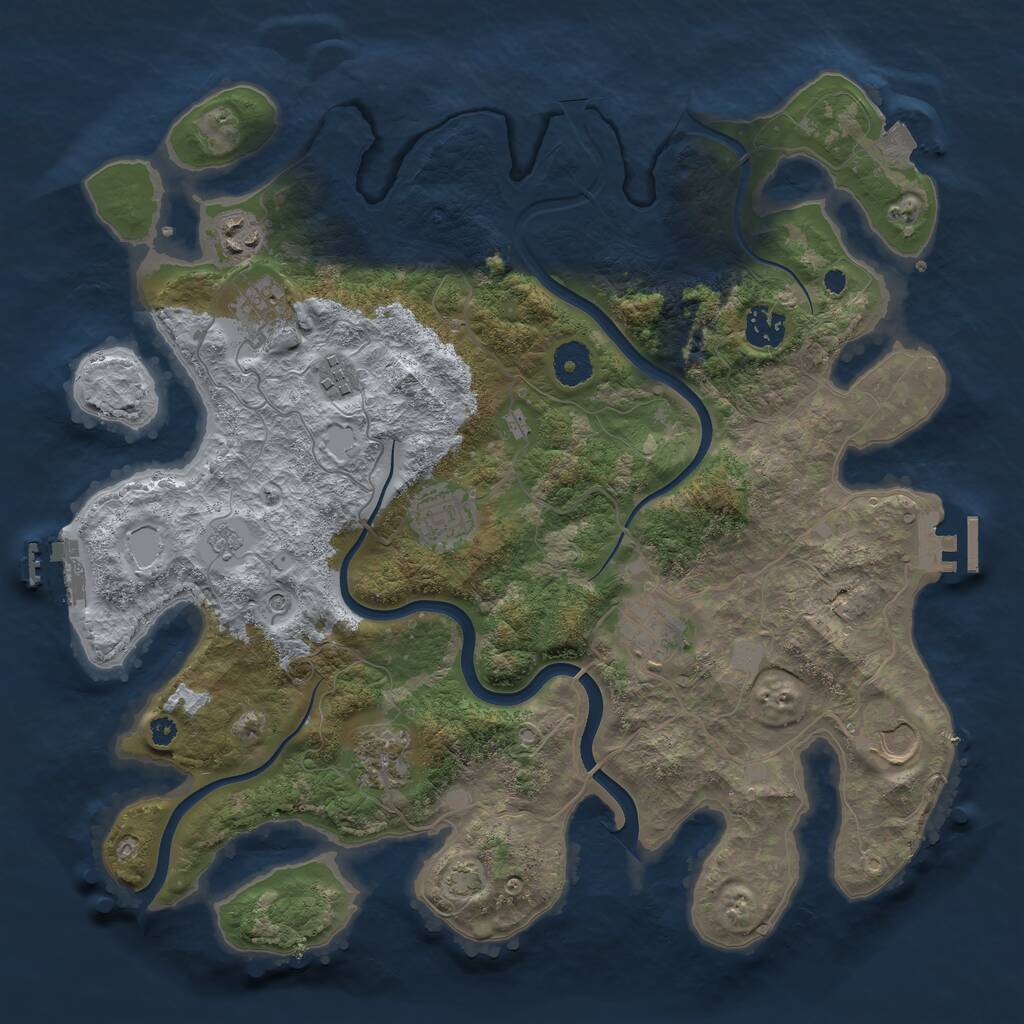 Rust Map: Procedural Map, Size: 3700, Seed: 1049139172, 14 Monuments