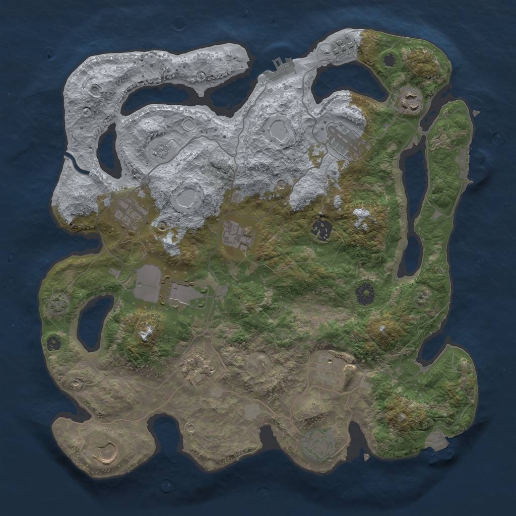 Rust Map: Procedural Map, Size: 3700, Seed: 790890049, 19 Monuments