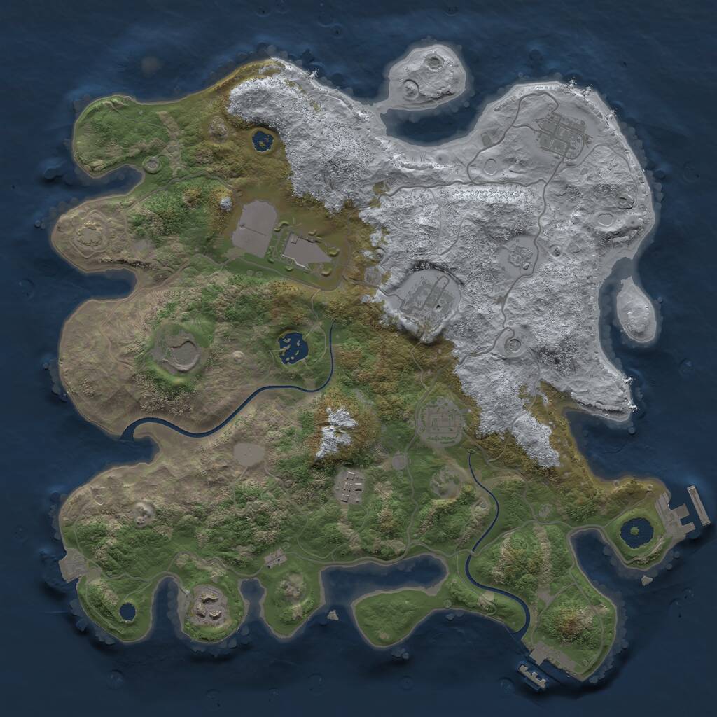 Rust Map: Procedural Map, Size: 3500, Seed: 1122307543, 14 Monuments