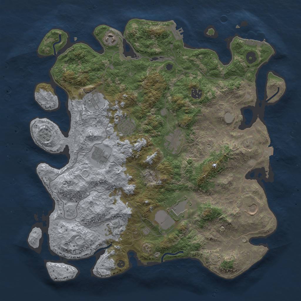 Rust Map: Procedural Map, Size: 4000, Seed: 1532416133, 18 Monuments