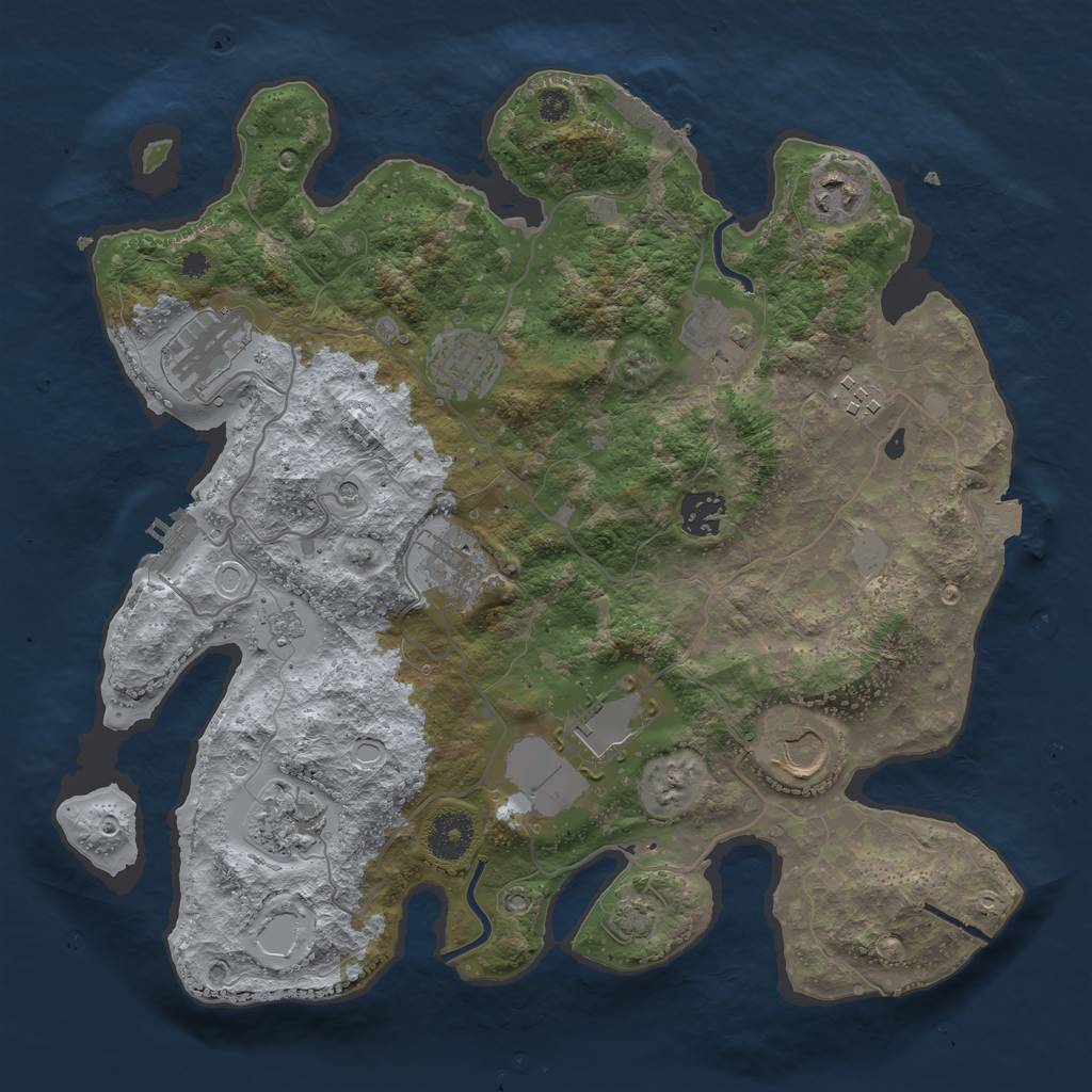 Rust Map: Procedural Map, Size: 3500, Seed: 736440110, 18 Monuments