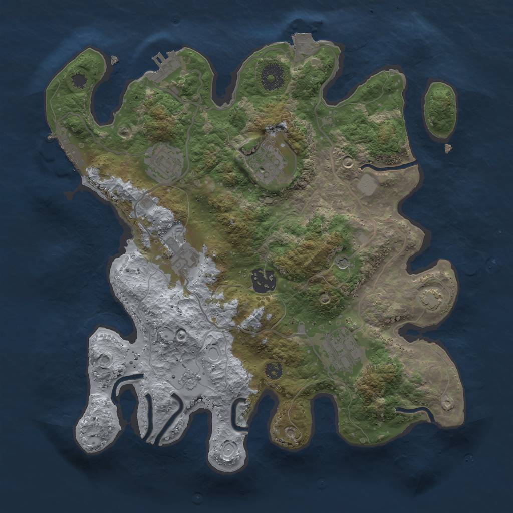 Rust Map: Procedural Map, Size: 3000, Seed: 1127447868, 13 Monuments