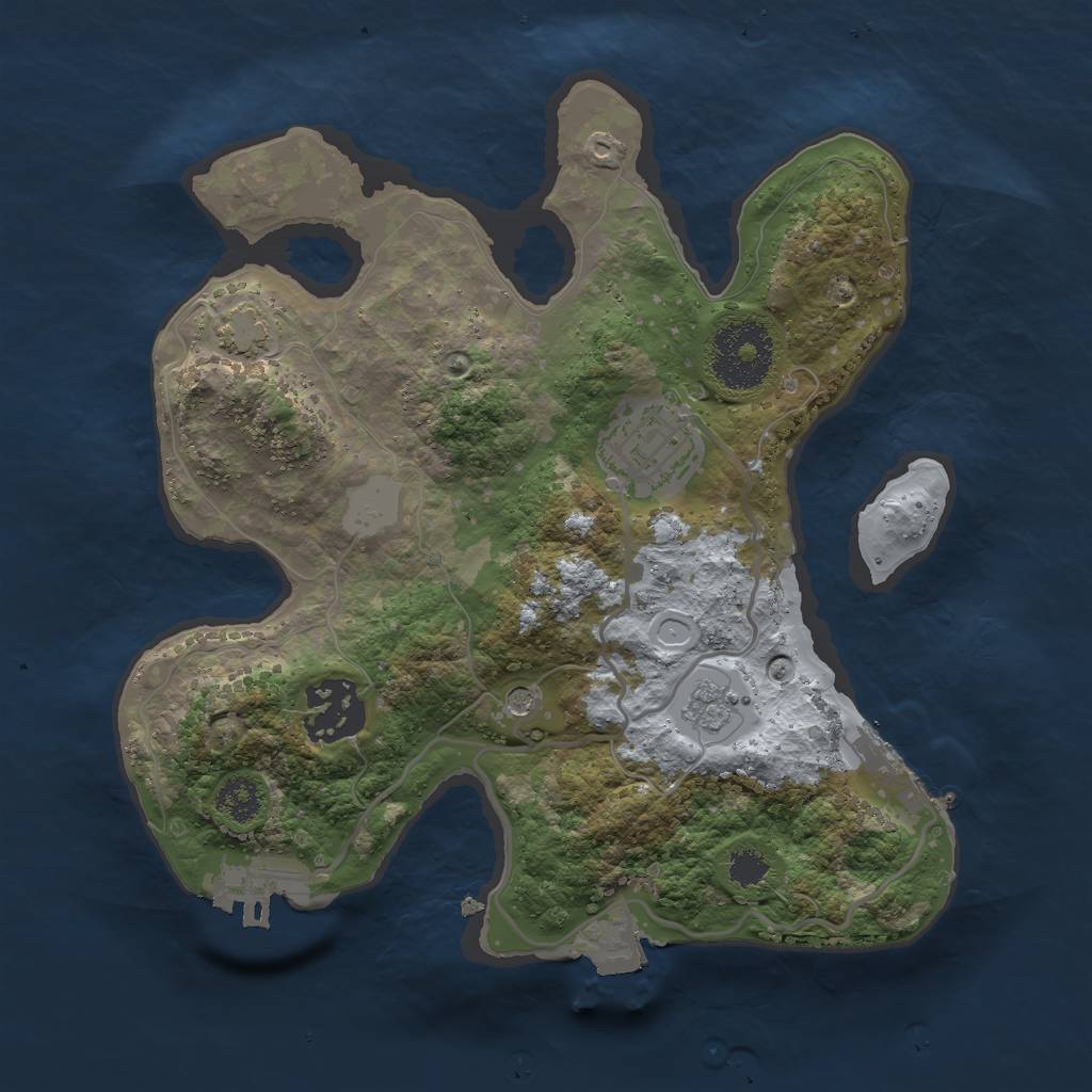 Rust Map: Procedural Map, Size: 2500, Seed: 1632816235, 10 Monuments