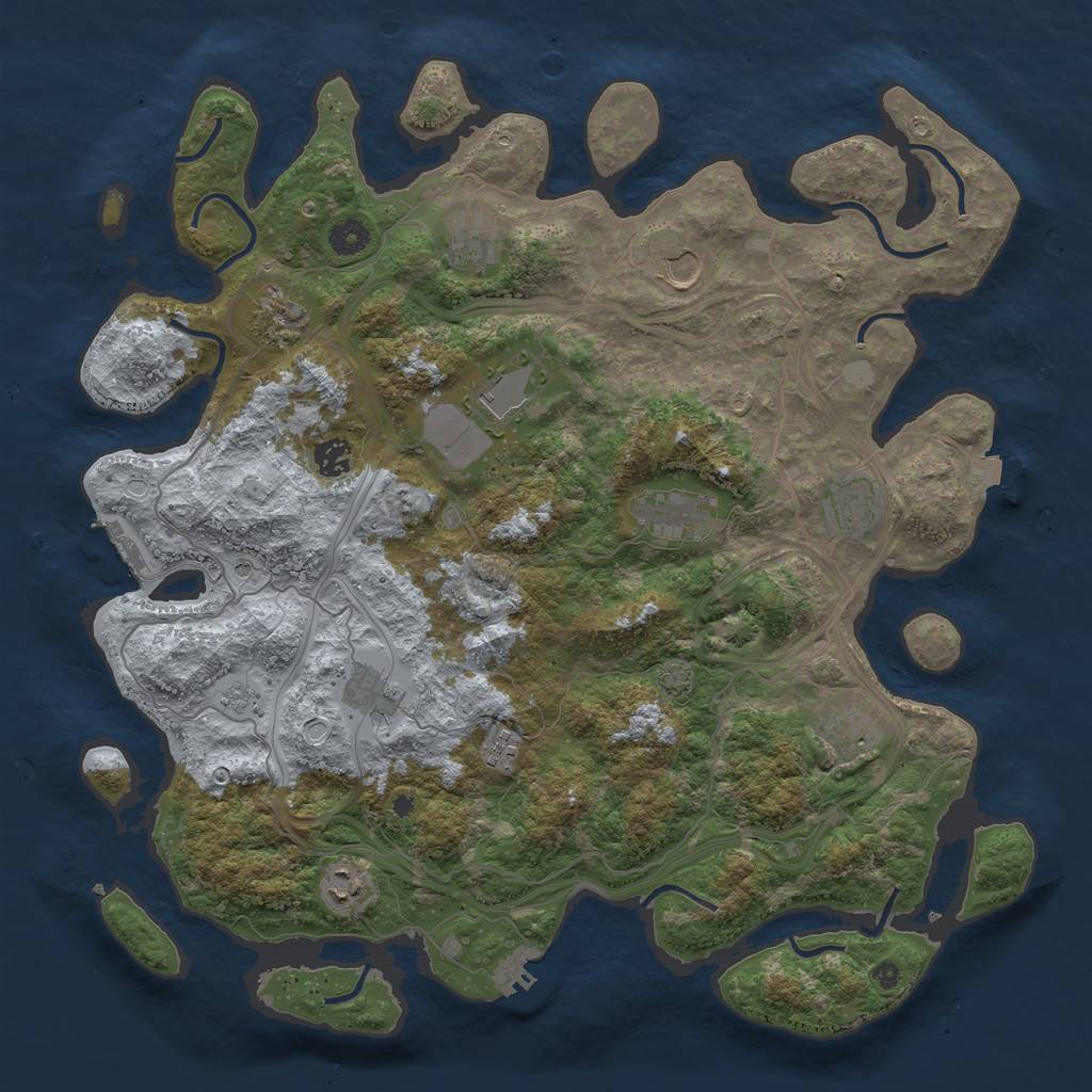 Rust Map: Procedural Map, Size: 4250, Seed: 23884, 19 Monuments