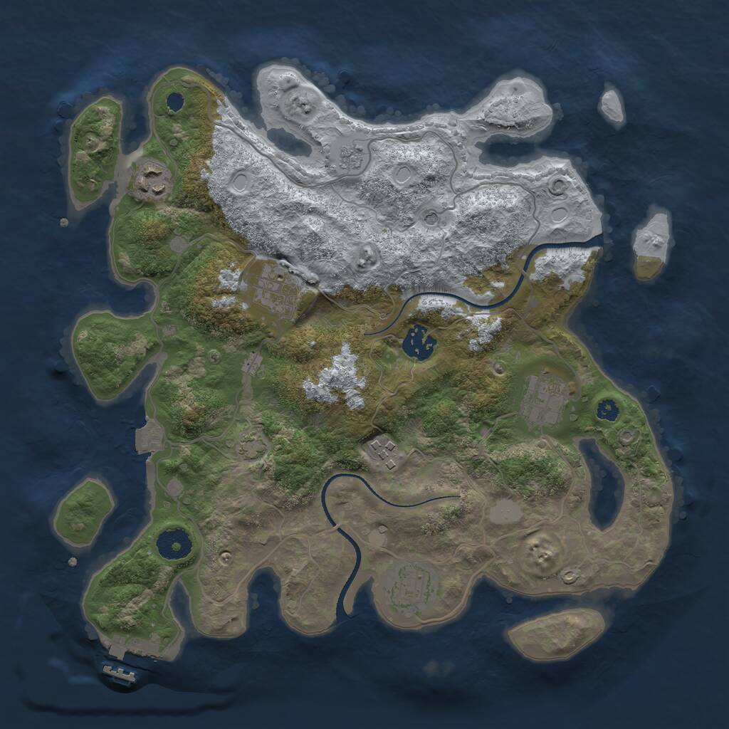 Rust Map: Procedural Map, Size: 3326, Seed: 13889, 11 Monuments