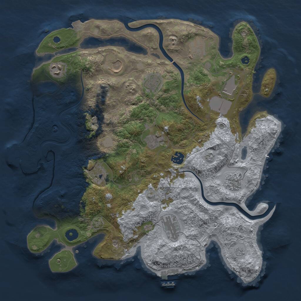 Rust Map: Procedural Map, Size: 3700, Seed: 970742501, 17 Monuments