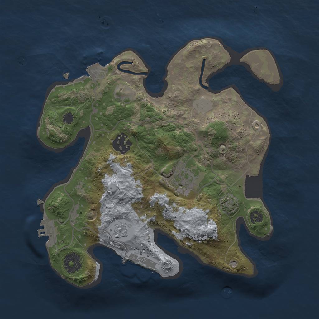 Rust Map: Procedural Map, Size: 2500, Seed: 1233995343, 9 Monuments