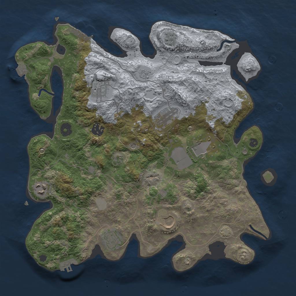 Rust Map: Procedural Map, Size: 3500, Seed: 152486560, 16 Monuments