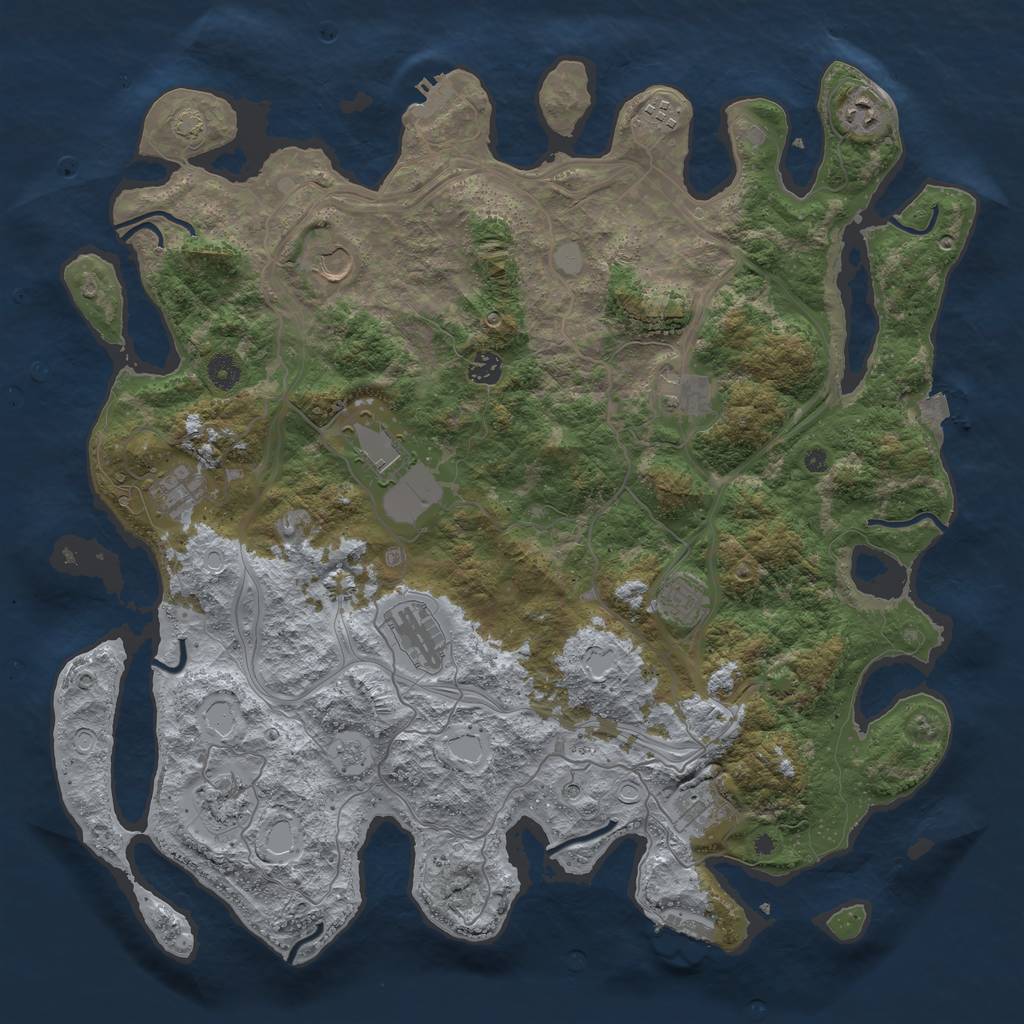 Rust Map: Procedural Map, Size: 4500, Seed: 7491842, 19 Monuments