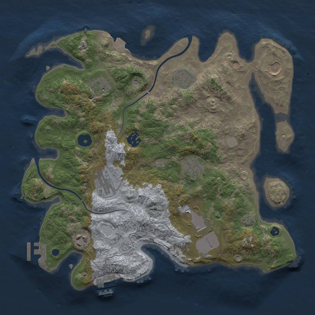 Rust Map: Procedural Map, Size: 3500, Seed: 28767950, 14 Monuments