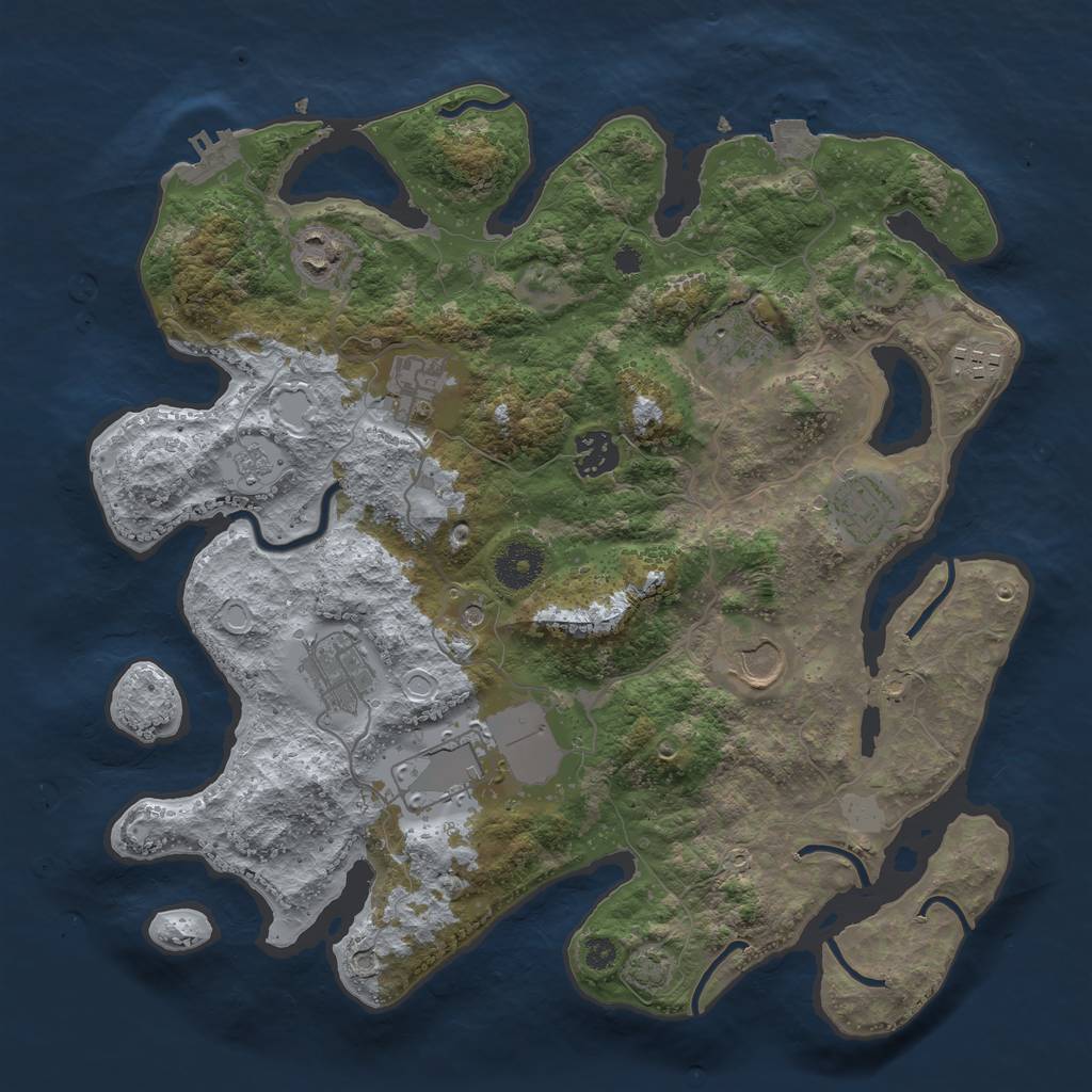 Rust Map: Procedural Map, Size: 3500, Seed: 1281384518, 16 Monuments