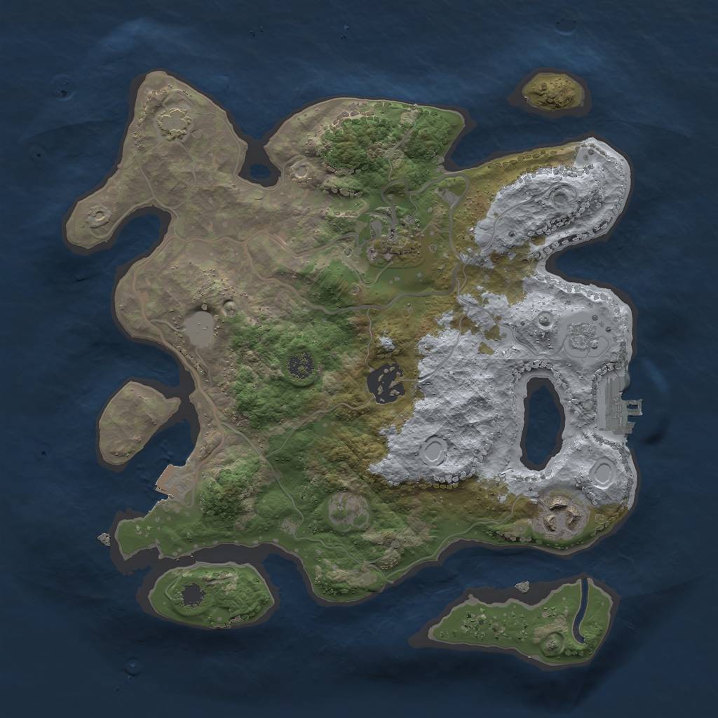 Rust Map: Procedural Map, Size: 2750, Seed: 3485, 9 Monuments