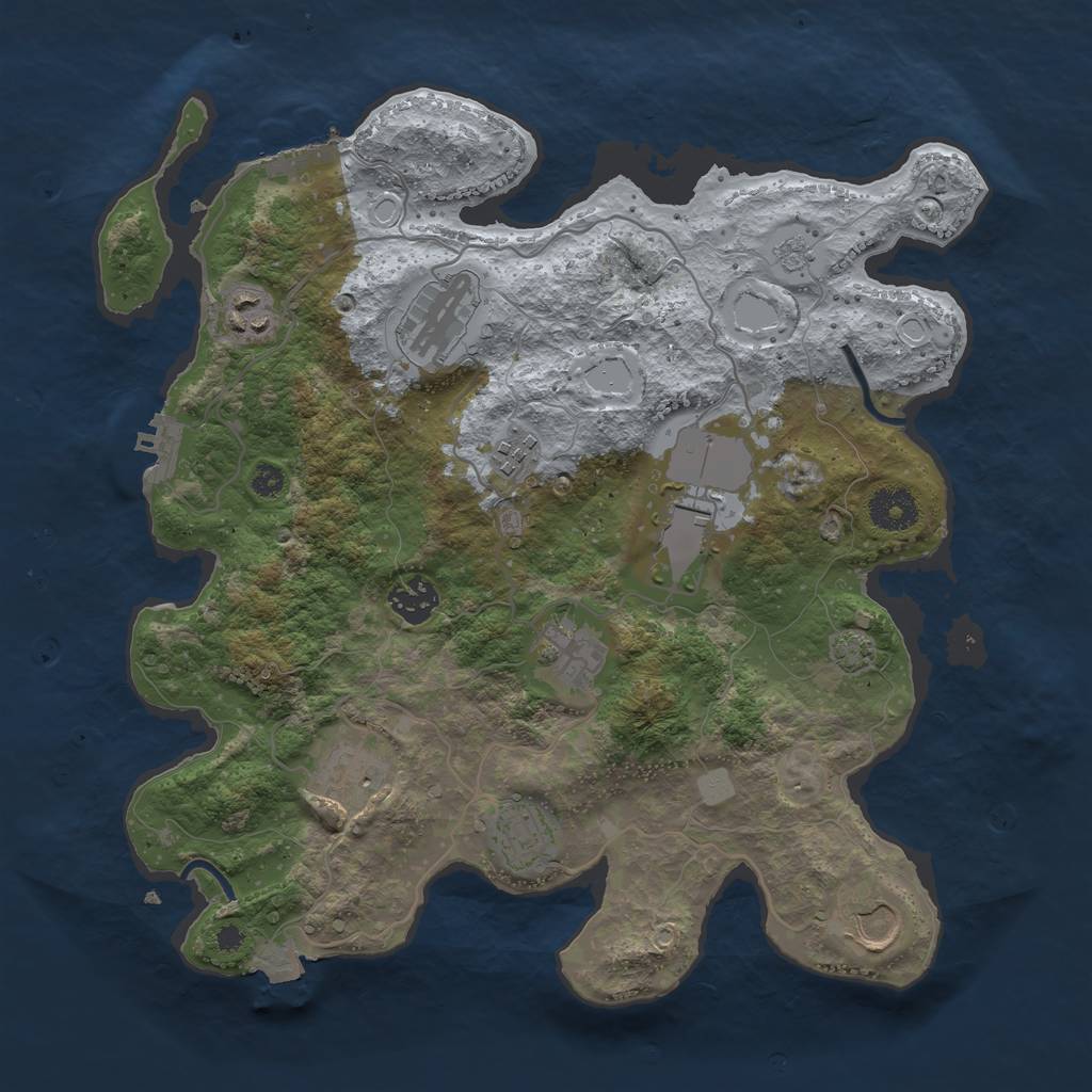 Rust Map: Procedural Map, Size: 3500, Seed: 854128370, 16 Monuments