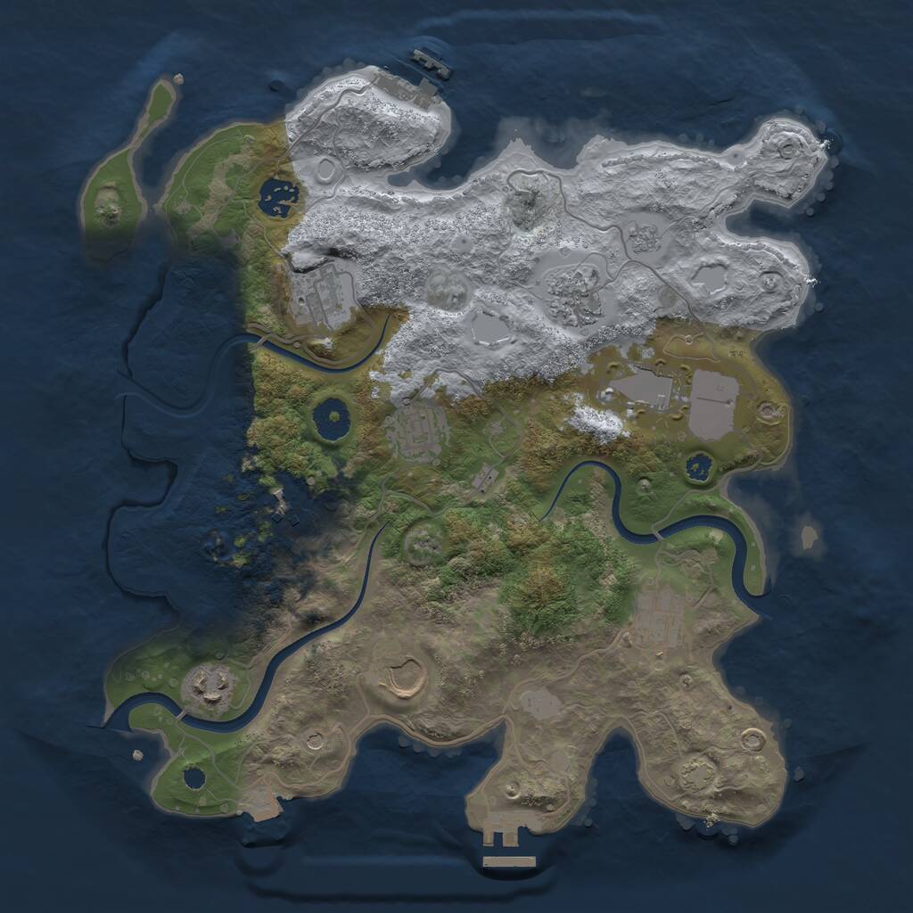 Rust Map: Procedural Map, Size: 3500, Seed: 854128370, 15 Monuments
