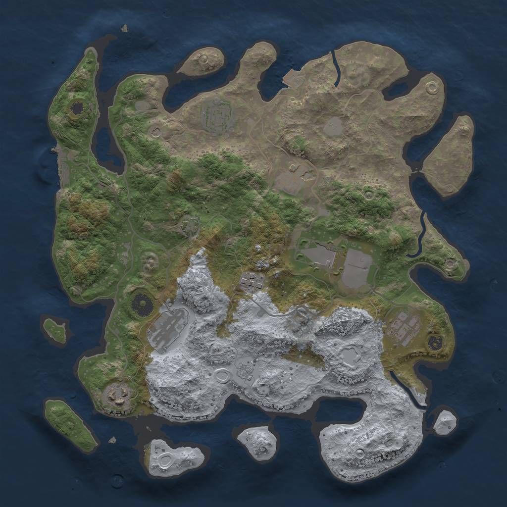 Rust Map: Procedural Map, Size: 3500, Seed: 1192075177, 14 Monuments