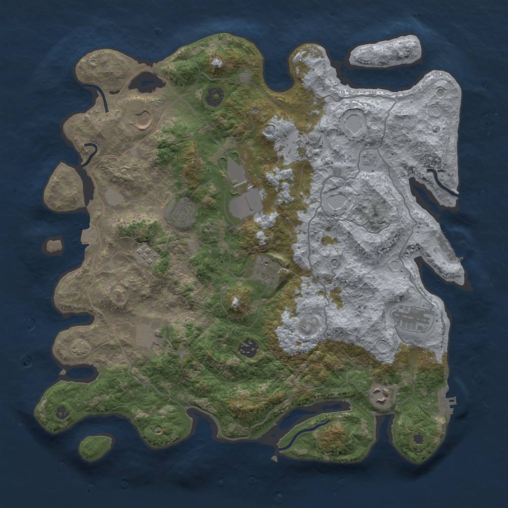 Rust Map: Procedural Map, Size: 4000, Seed: 1313960703, 18 Monuments