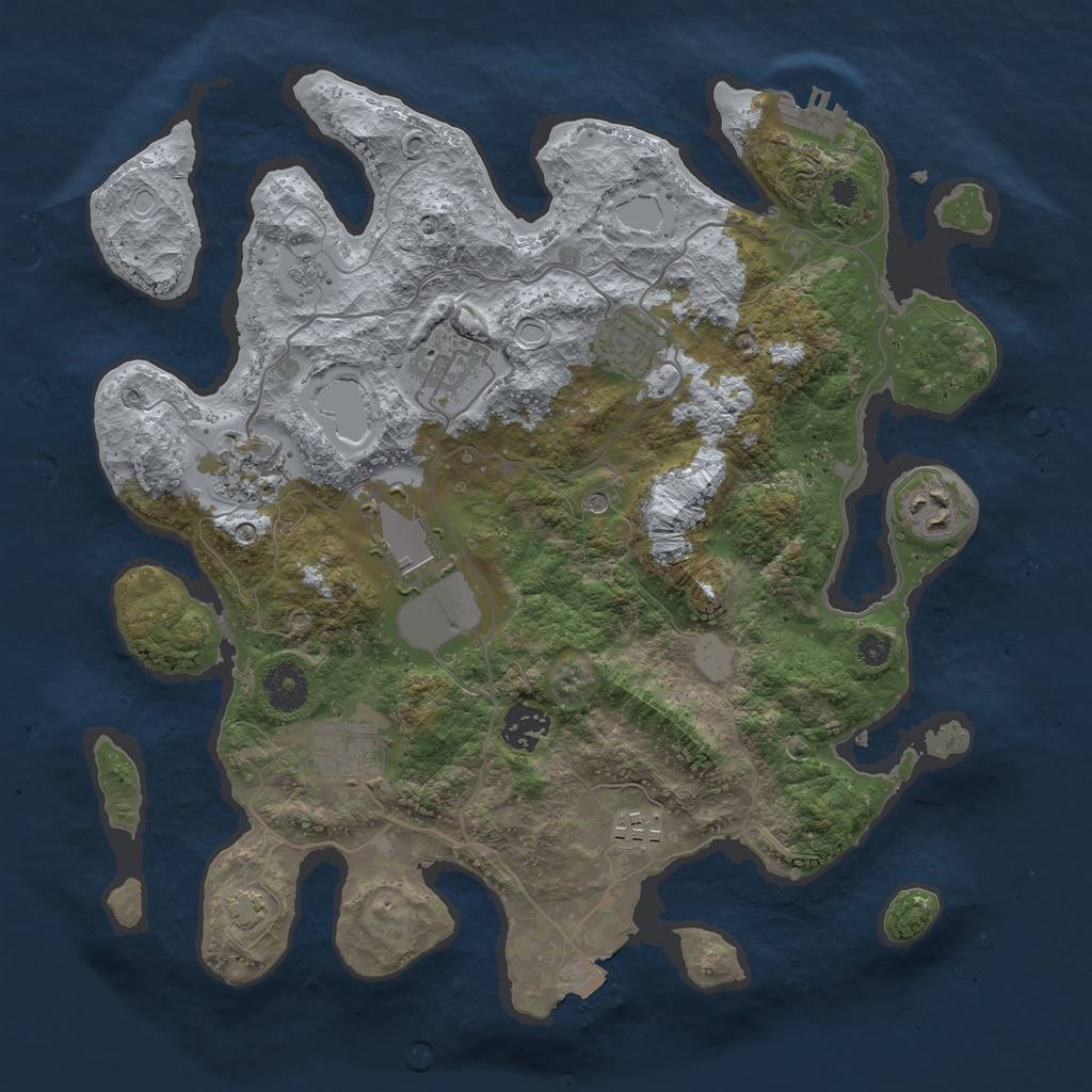 Rust Map: Procedural Map, Size: 3500, Seed: 1818558883, 15 Monuments