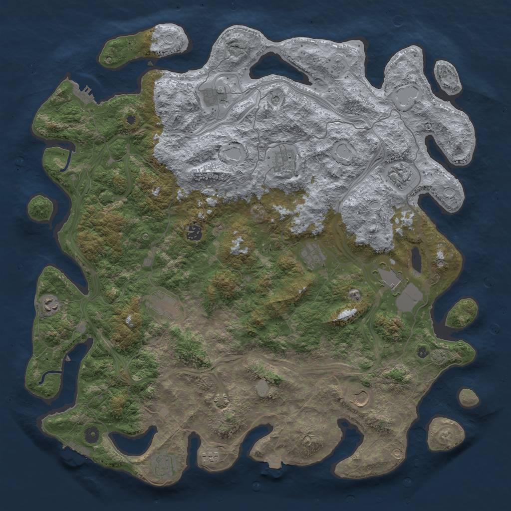 Rust Map: Procedural Map, Size: 4800, Seed: 1106863188, 19 Monuments