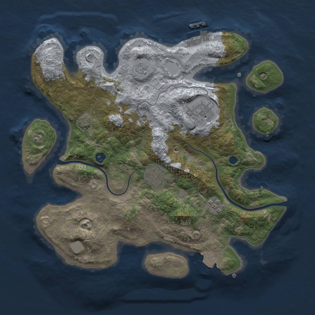 Rust Map: Procedural Map, Size: 3000, Seed: 8352418, 8 Monuments
