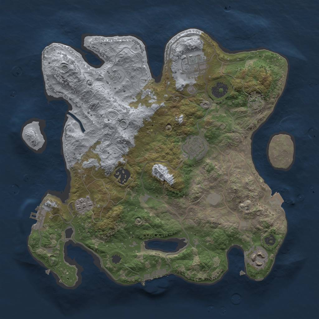 Rust Map: Procedural Map, Size: 3000, Seed: 24366, 12 Monuments