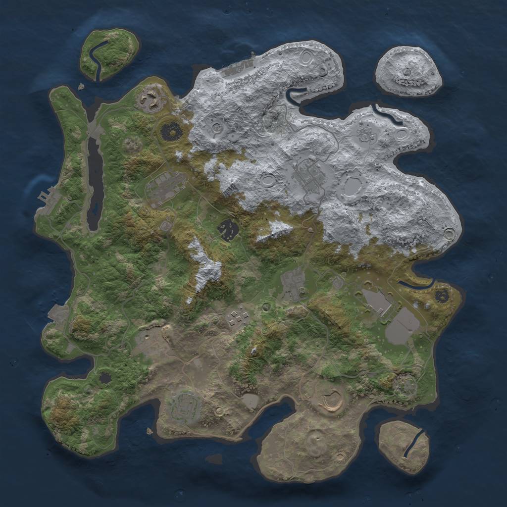 Rust Map: Procedural Map, Size: 3700, Seed: 1907786724, 18 Monuments