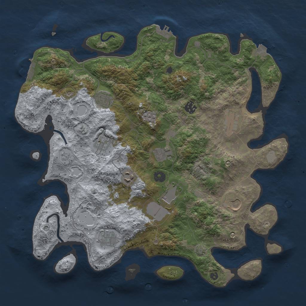 Rust Map: Procedural Map, Size: 3900, Seed: 858837151, 18 Monuments