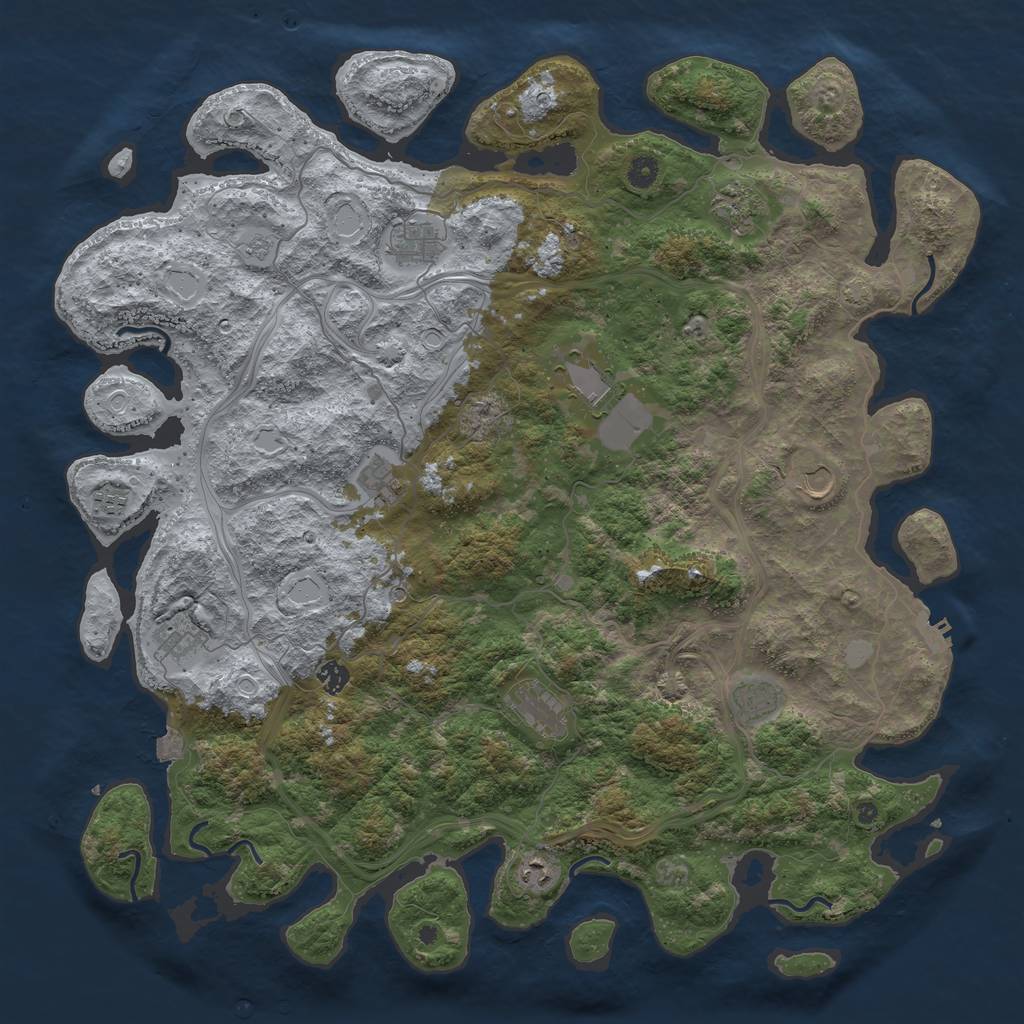 Rust Map: Procedural Map, Size: 4850, Seed: 396183596, 18 Monuments