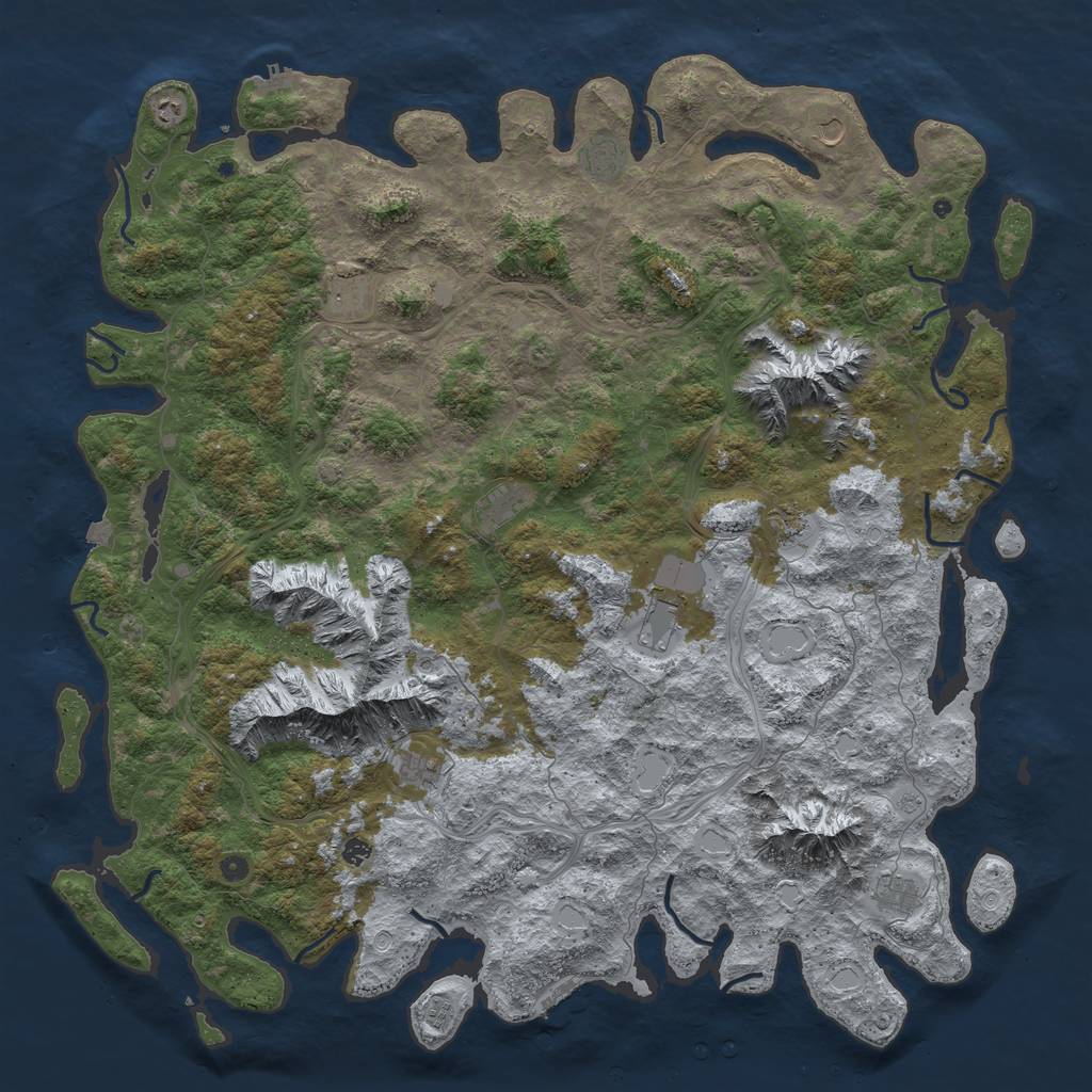 Rust Map: Procedural Map, Size: 6000, Seed: 33674998, 19 Monuments