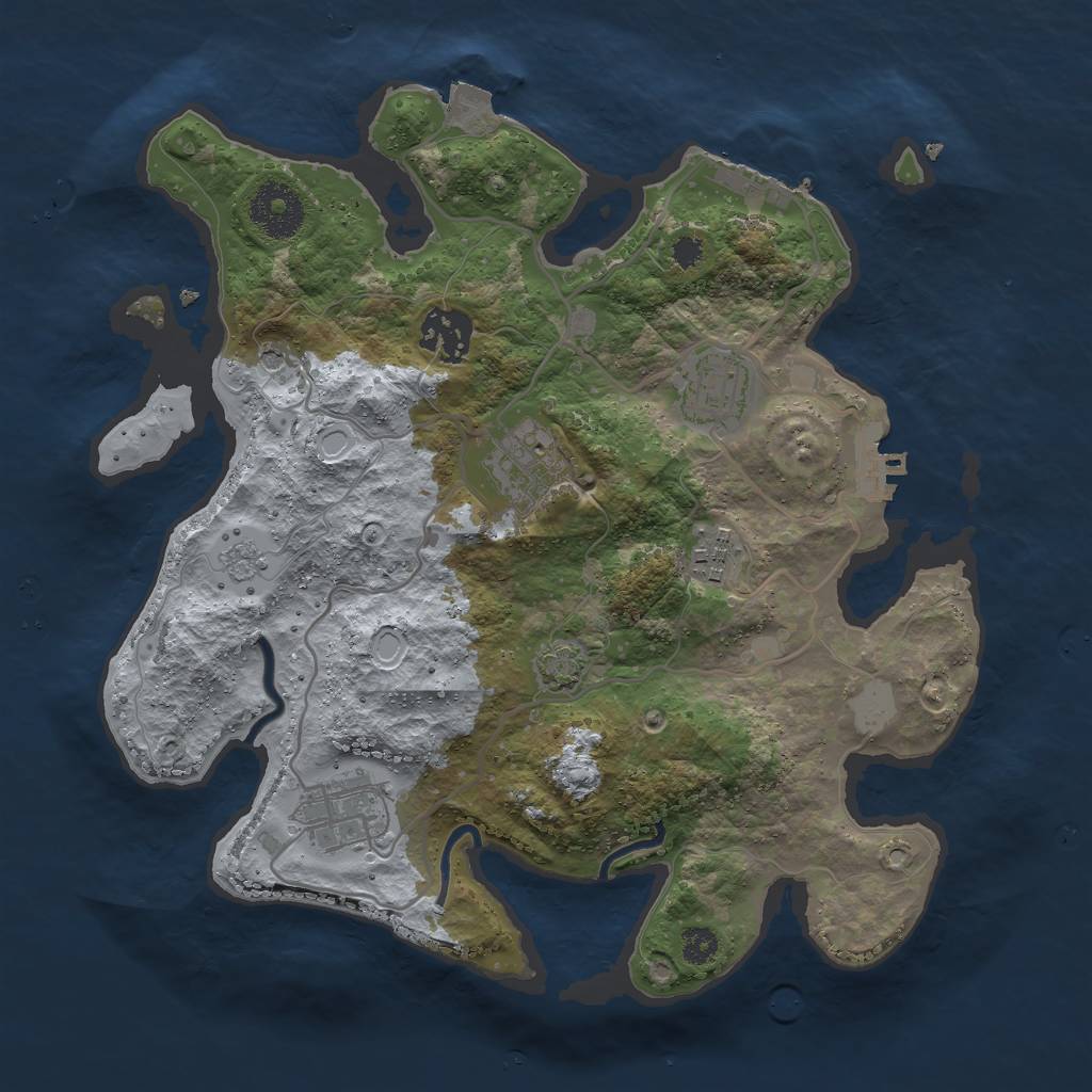 Rust Map: Procedural Map, Size: 3000, Seed: 9628570, 13 Monuments