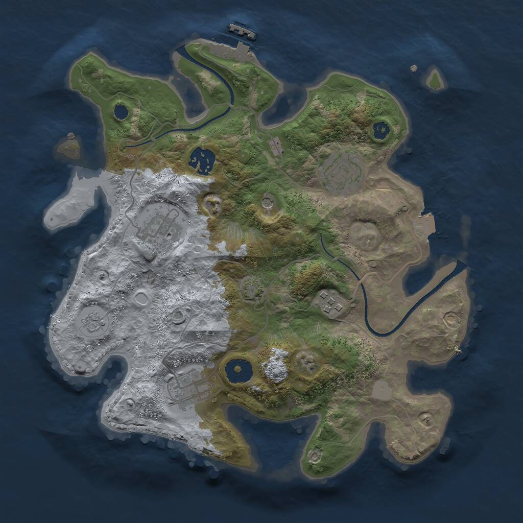 Rust Map: Procedural Map, Size: 3000, Seed: 9628570, 10 Monuments