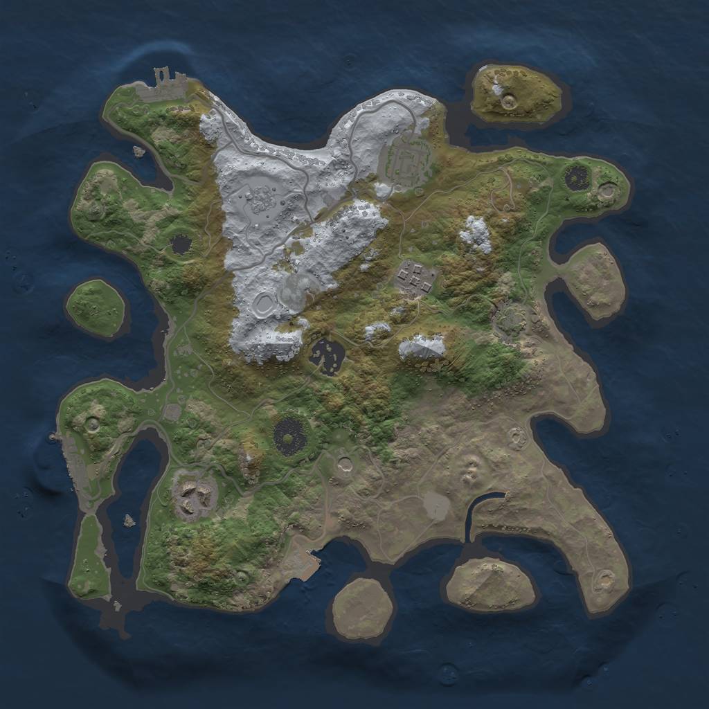 Rust Map: Procedural Map, Size: 3000, Seed: 2094582774, 12 Monuments