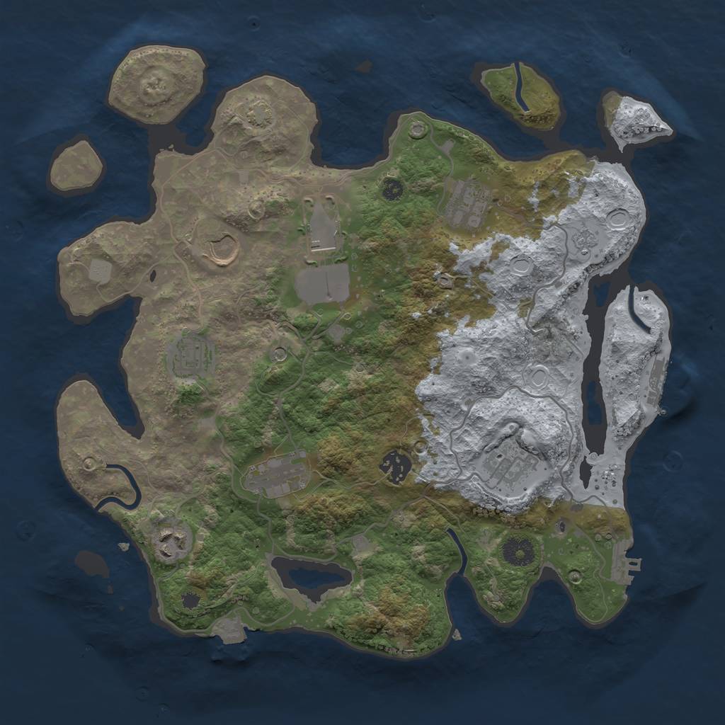 Rust Map: Procedural Map, Size: 3500, Seed: 364028655, 16 Monuments
