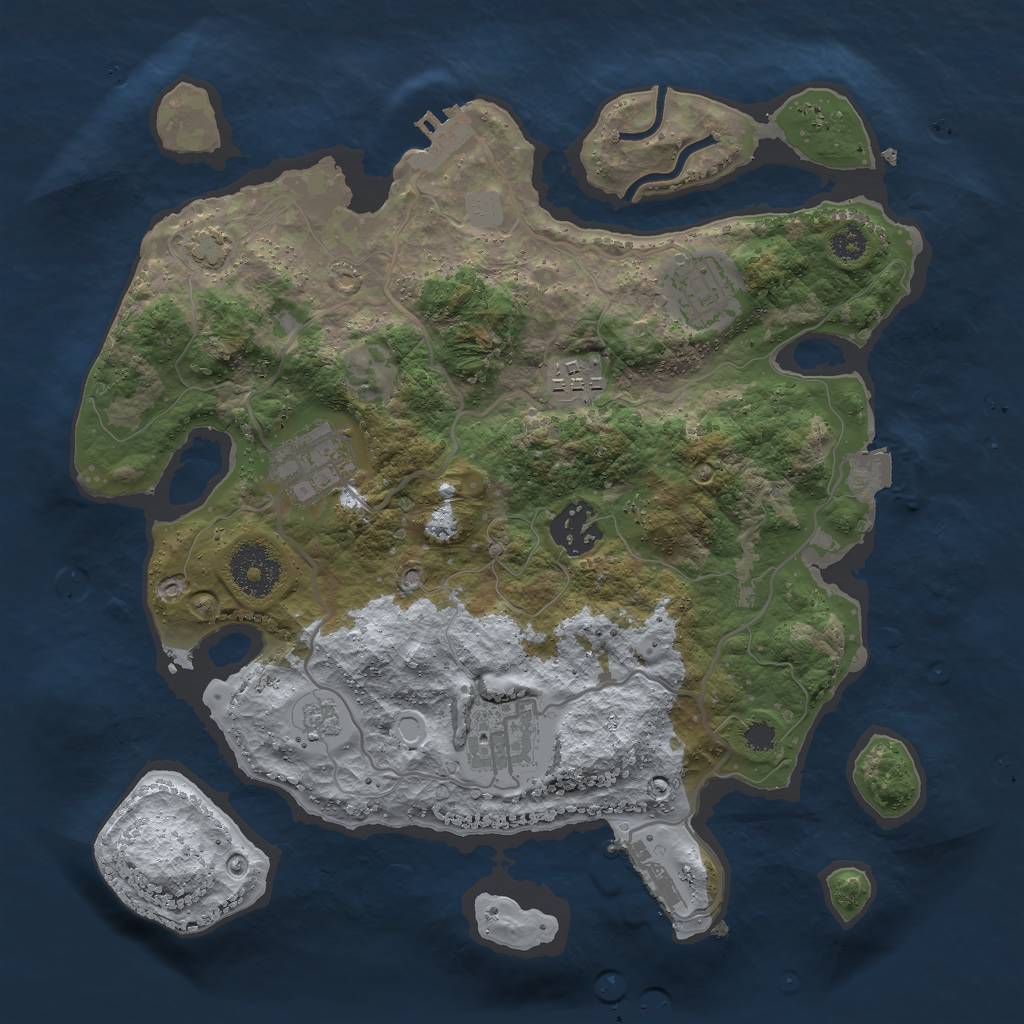 Rust Map: Procedural Map, Size: 3000, Seed: 948544425, 12 Monuments