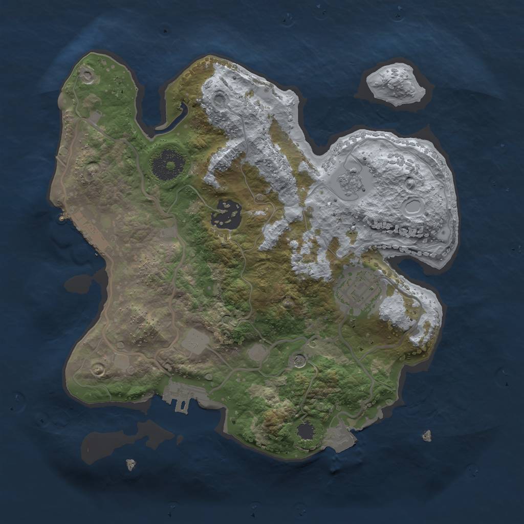 Rust Map: Procedural Map, Size: 2500, Seed: 2056553896, 9 Monuments