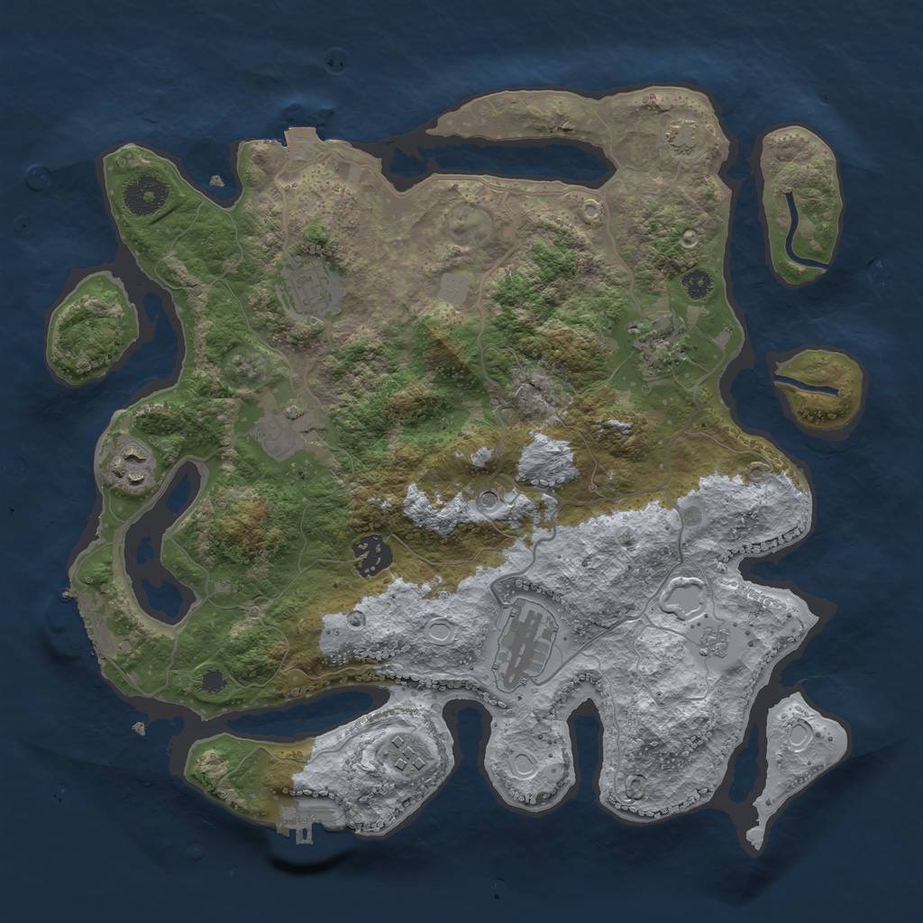 Rust Map: Procedural Map, Size: 3400, Seed: 69012890, 15 Monuments