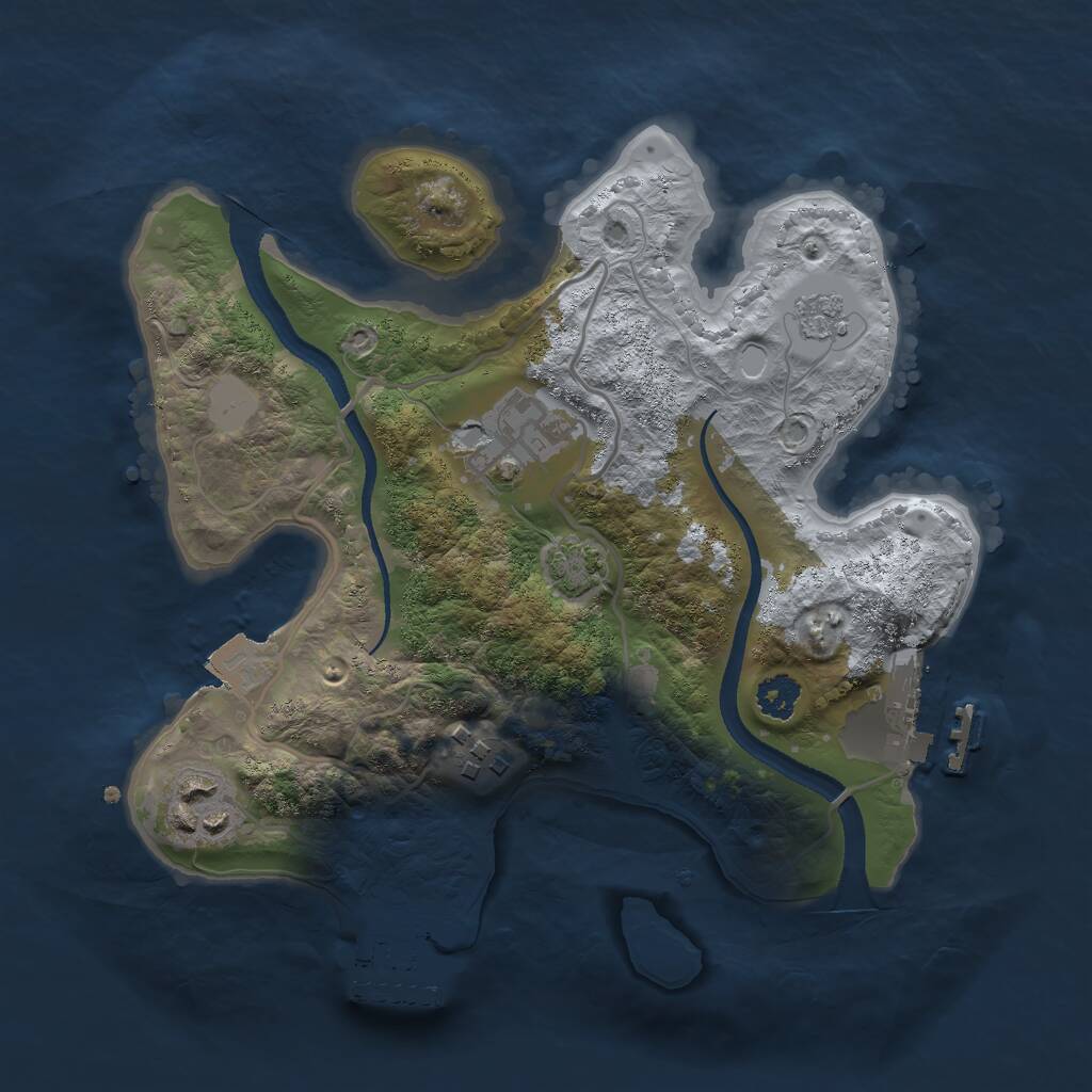Rust Map: Procedural Map, Size: 2500, Seed: 69819, 8 Monuments