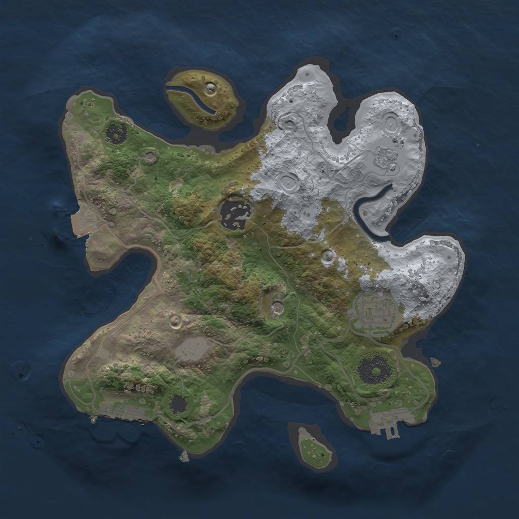 Rust Map: Procedural Map, Size: 2500, Seed: 69819, 9 Monuments