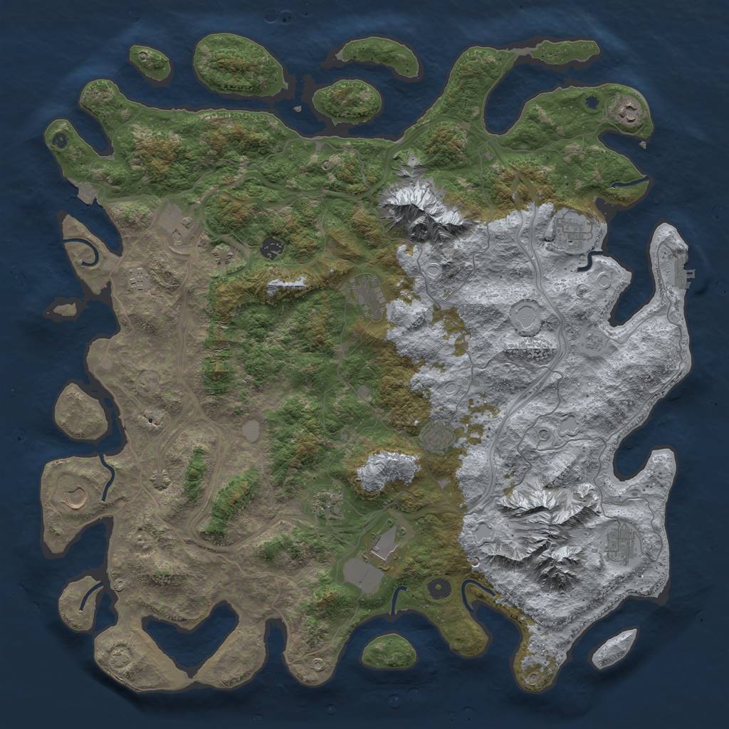 Rust Map: Procedural Map, Size: 5000, Seed: 1340326844, 18 Monuments