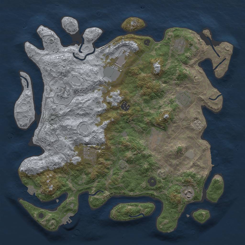 Rust Map: Procedural Map, Size: 4000, Seed: 32432425, 17 Monuments