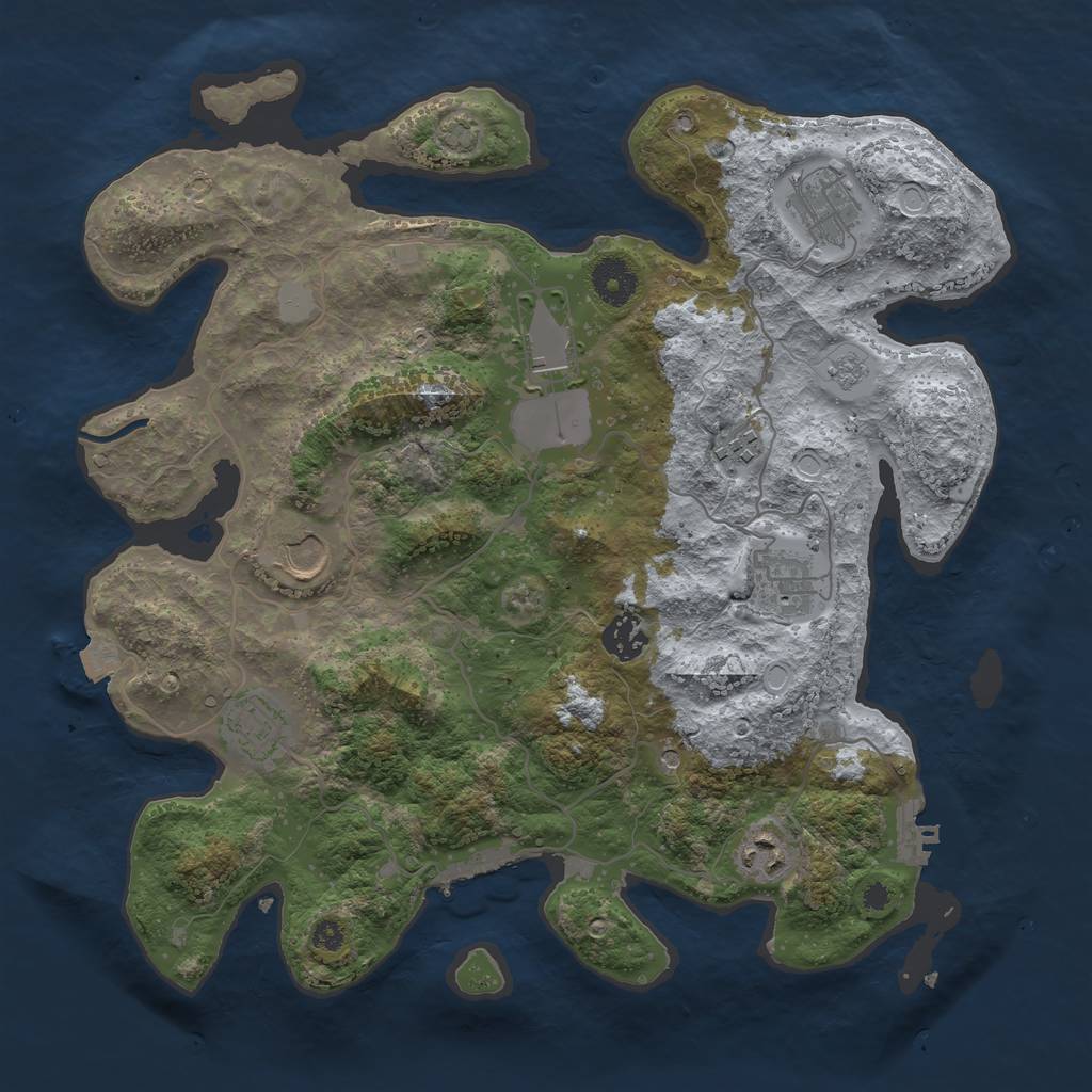 Rust Map: Procedural Map, Size: 3600, Seed: 1713313874, 16 Monuments
