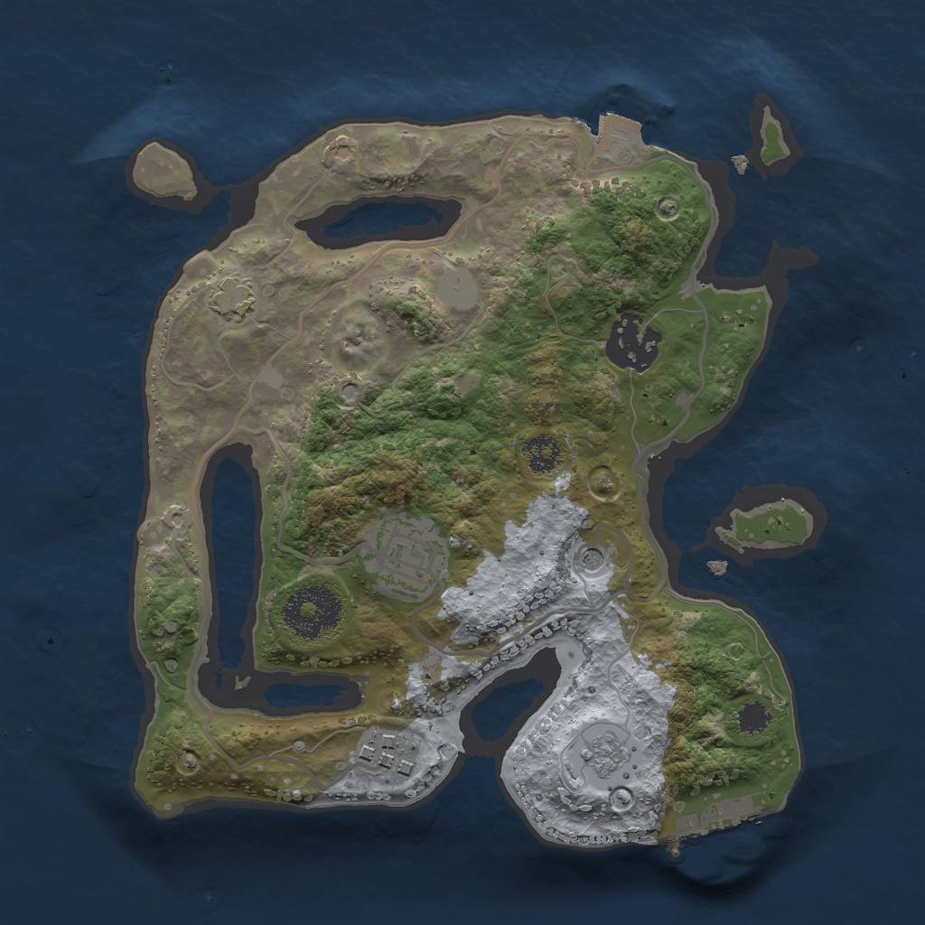 Rust Map: Procedural Map, Size: 2500, Seed: 2103525334, 10 Monuments