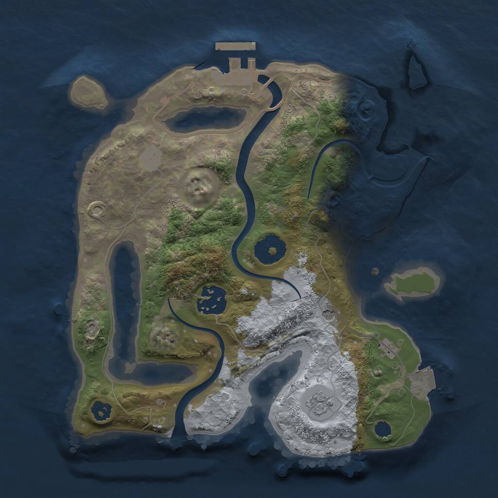 Rust Map: Procedural Map, Size: 2500, Seed: 2103525334, 5 Monuments