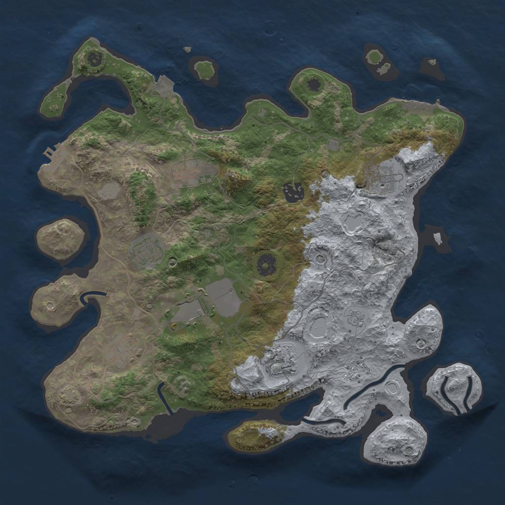 Rust Map: Procedural Map, Size: 3500, Seed: 968054531, 15 Monuments