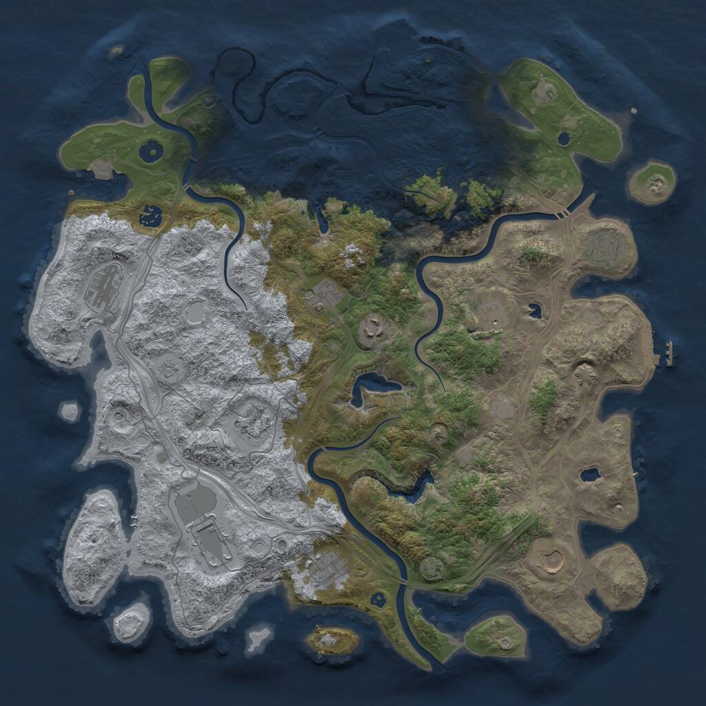Rust Map: Procedural Map, Size: 4600, Seed: 858837151, 17 Monuments