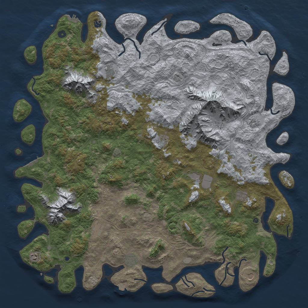 Rust Map: Procedural Map, Size: 6000, Seed: 172253037, 19 Monuments